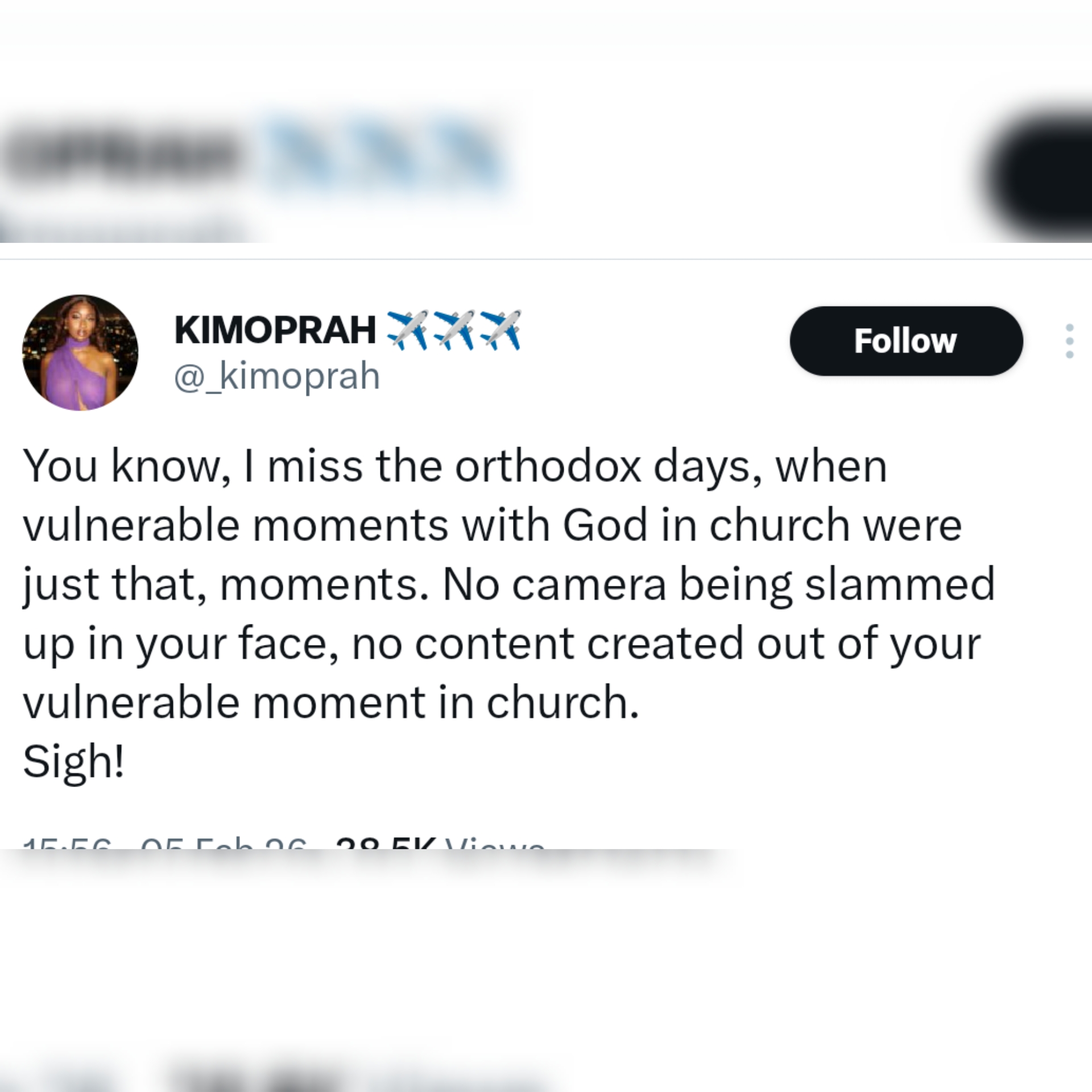 ?Now church is content!? - BBN Star KimOprah sparks debate over cameras invading vulnerable moments in church services